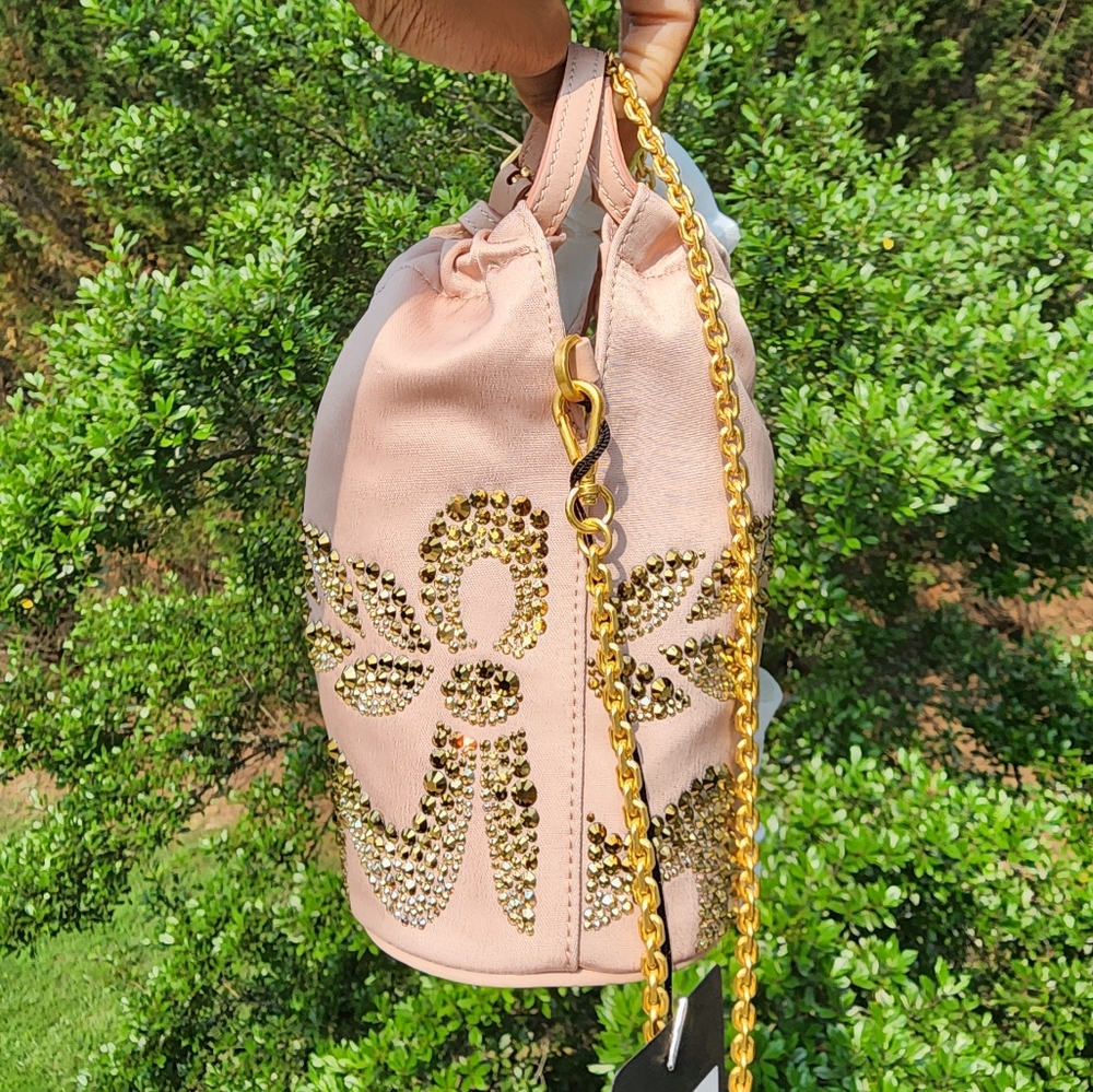 New MCM Pink Embellished Bucket Bag - Picture 2 of 7